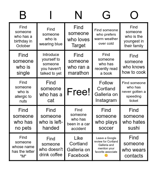 CORTLAND GAME NIGHT 😊 Bingo Card