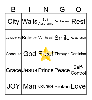 Bible Study Bingo Card
