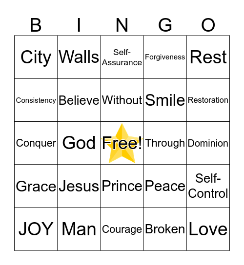 Bible Study Bingo Card