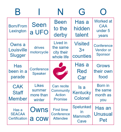 CAK Annual Conference People Bingo Card