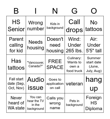 Prospecting BINGO Card