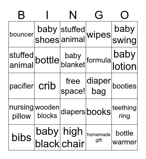 Baby shower bingo Card