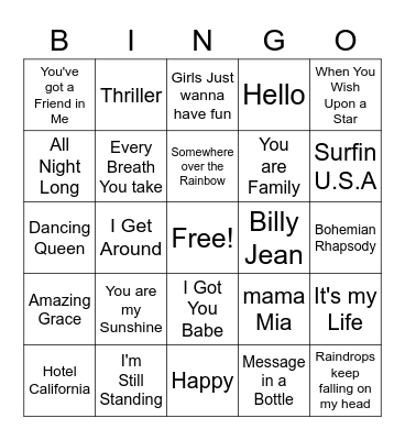 Bridge Music Bingo 2023 Bingo Card