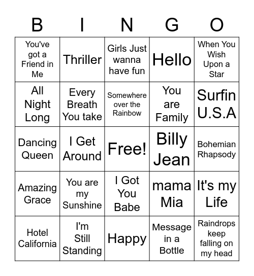 Bridge Music Bingo 2023 Bingo Card