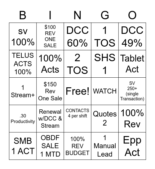 Bingo PART TIME Bingo Card