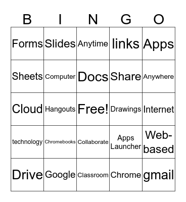 Chromebook Bingo Card