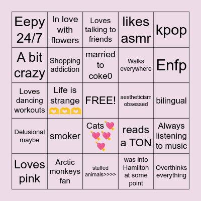 Luna’s bingo :3 Bingo Card