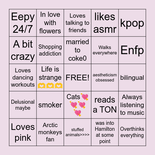 Luna’s bingo :3 Bingo Card