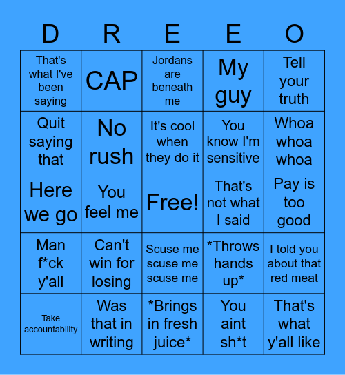 Drego Bingo Card