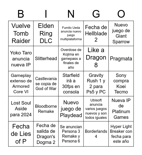 No E3 2023 Bingo Card