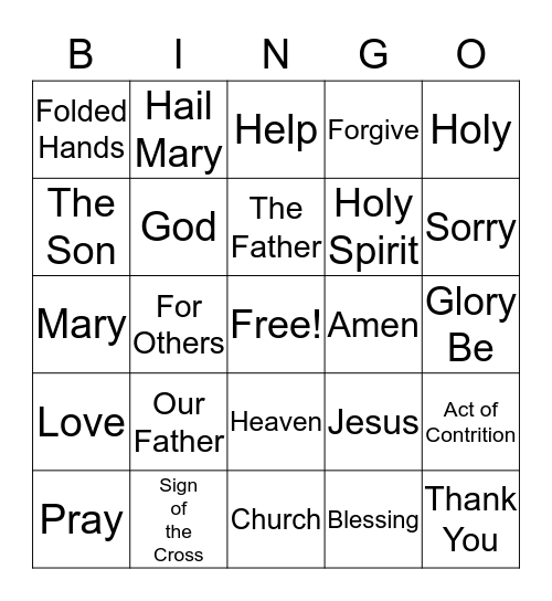 Pray Bingo Card