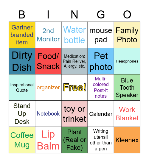 What's on Your Desk? Bingo Card