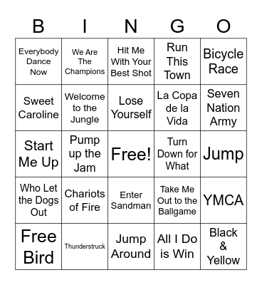 Music Bingo Card