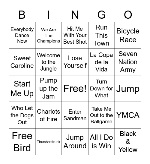 Music Bingo Card