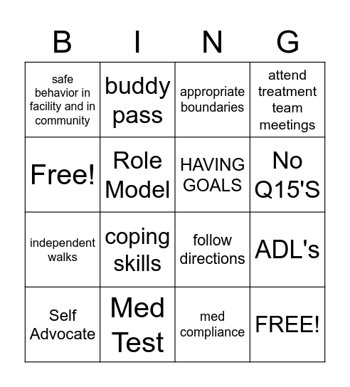 COMMUNITY INTEGRATION Bingo Card