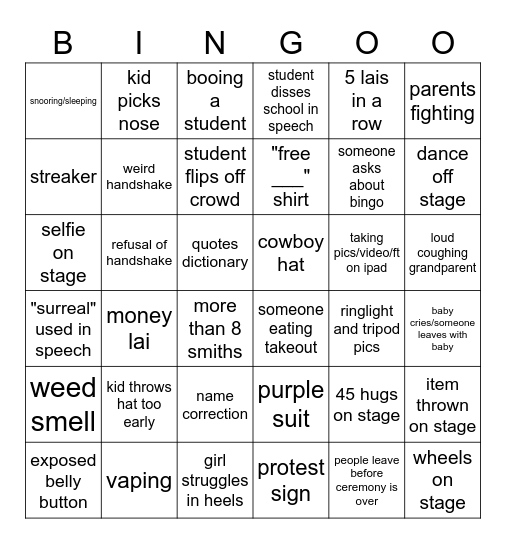 Brody Graduation Bingo 2023 Bingo Card