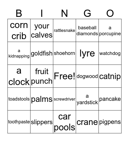 Riddle-Bingo Card