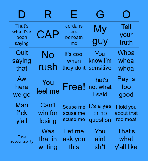 Drego Bingo Card