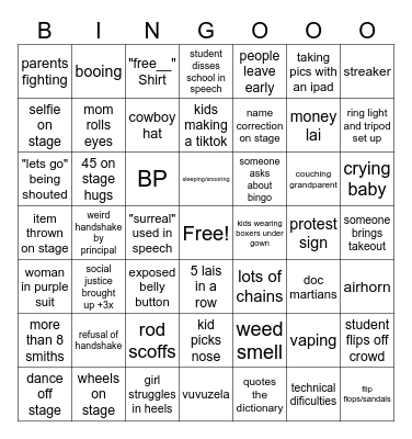 B Graduation 2023 Bingo Card