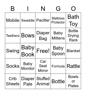 Baby Hunt Bingo Card