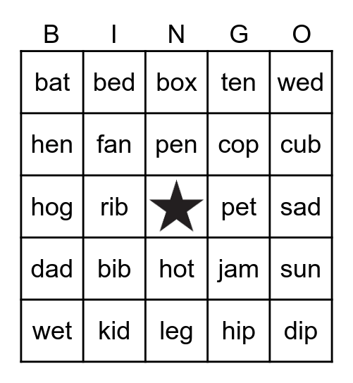 CVC BINGO Card