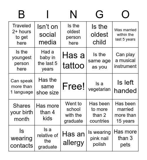 Find the Guest Bingo Card