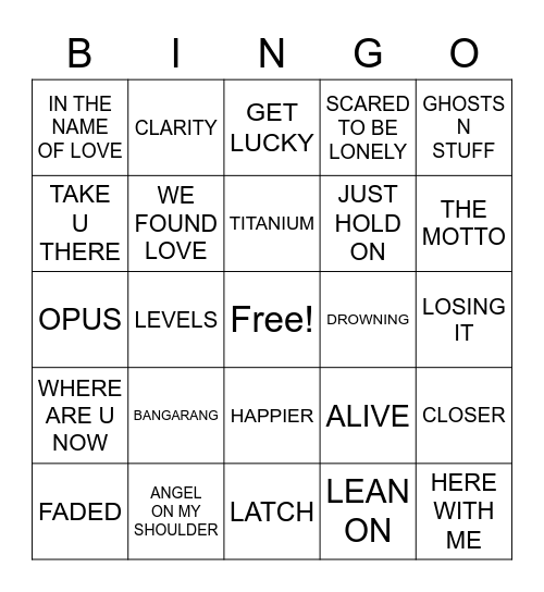 ROUND 3- EDM Bingo Card