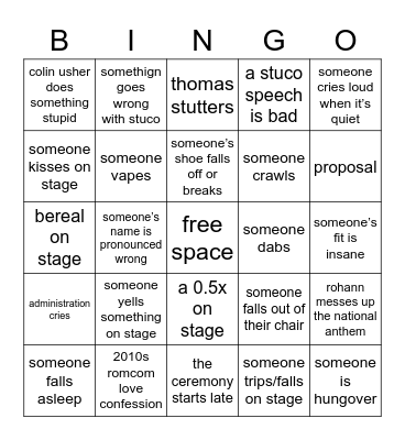 graduation 2023 Bingo Card