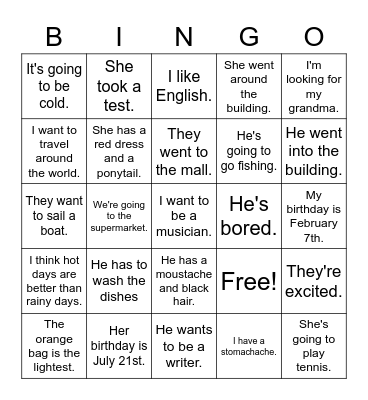 Bingo! Bingo Card