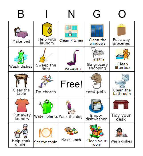 Bingo - Chores Bingo Card