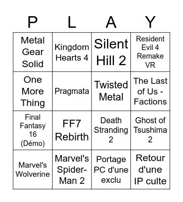 Playstation Showcase - 24 Mai 2023 Bingo Card