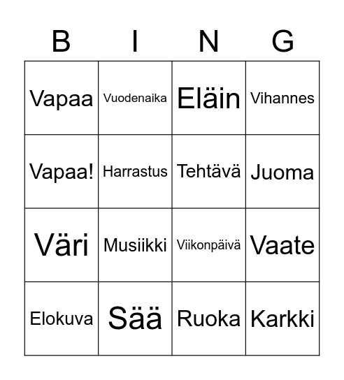 Lempiasiat Bingo Card