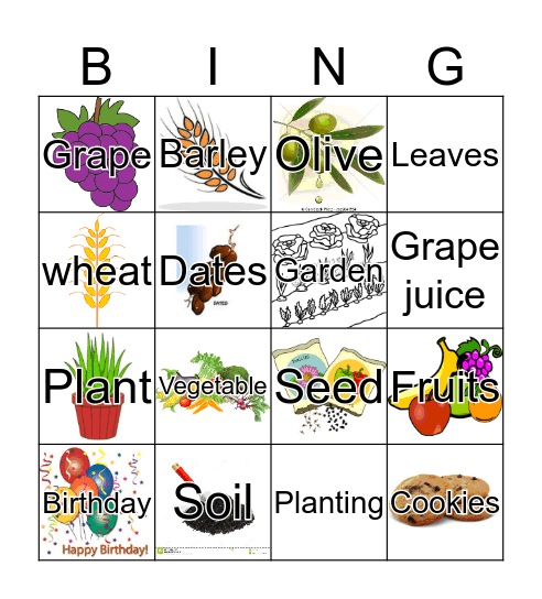 TU BISHVAT Bingo Card