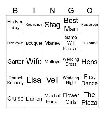 Miss to Mitten - Lisa's Hens Kilkenny May 2023 Bingo Card