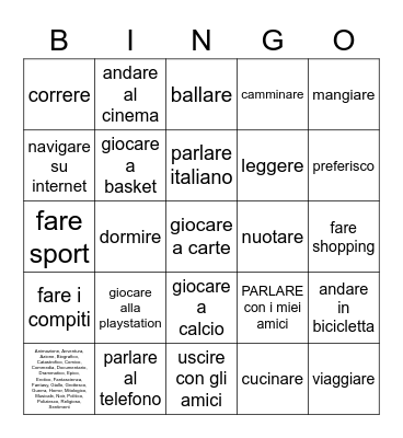 FILM - GENERI Bingo Card