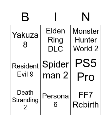 PlayStation Showcase 2023 Bingo Card