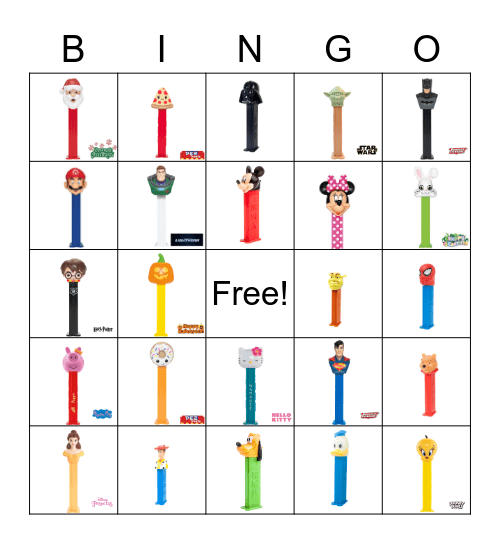 Pez Dispensers Bingo Card