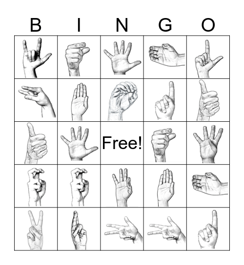 ASL Classifier Bingo Card