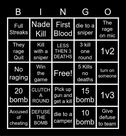 B I N G O Bingo Card