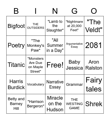 ELA - 7th Grade Bingo Card