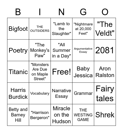 ELA - 7th Grade Bingo Card