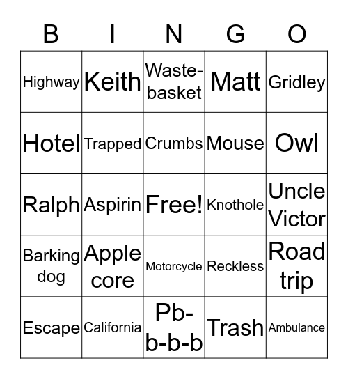 The Mouse and The Motorcycle Bingo Card