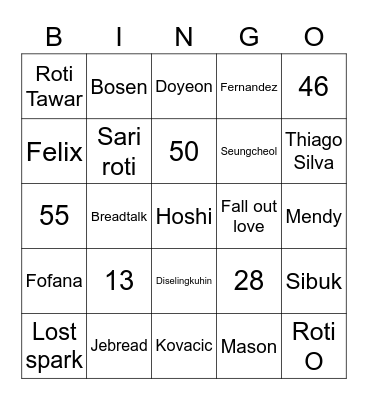 Soons Bingo Card