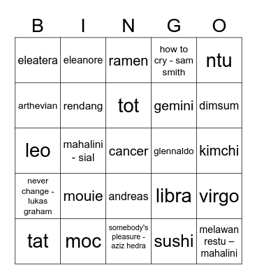 boemi bingo Card