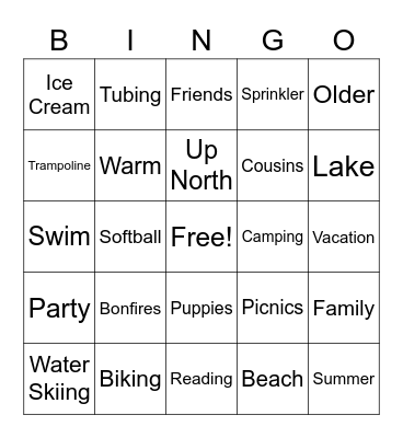 Last Day Of School Bingo Card