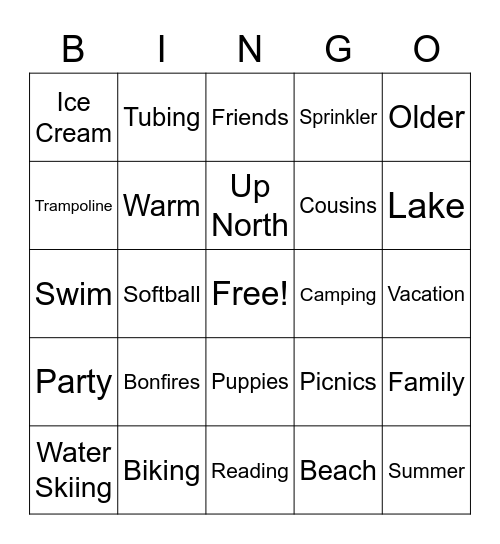 Last Day Of School Bingo Card