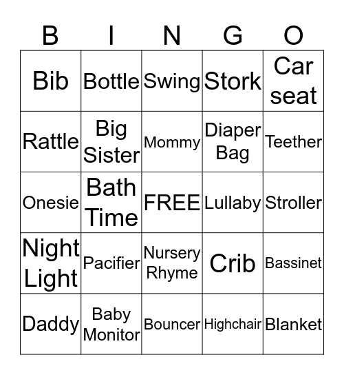 Baby Bingo Card
