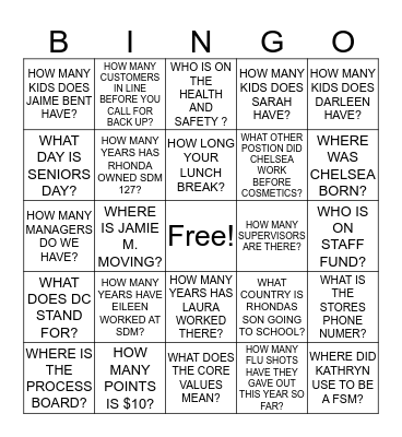 SHOPPERS 127 BINGO Card