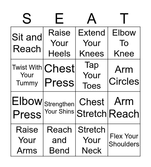 Seat Exercises Bingo Card