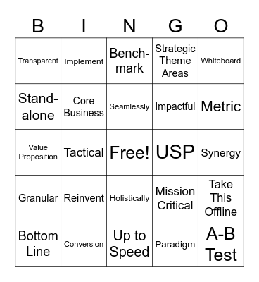 Corporate Buzzword Bingo Card